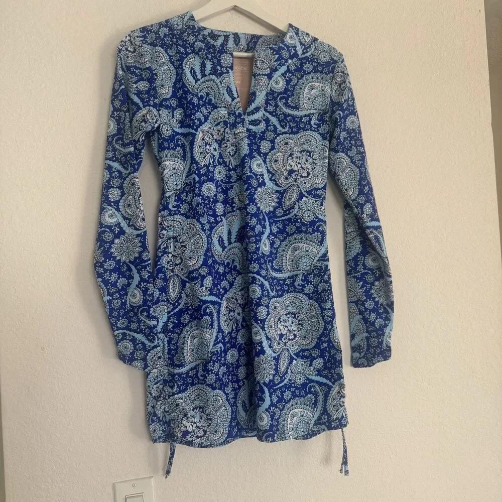 Coolibar Swim Dress Blue UPF 50 Plus Sun Protection XXS Long Sleeve Beach Shirt - Picture 13 of 13